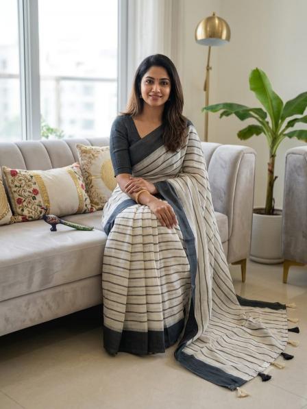 Astitva linen cotton saree b2b wholesale clothing india